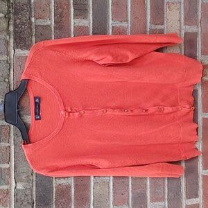 New York & Company Crew Neck 3/4 Sleeve Orange Chelsea Cardigan Size XXL